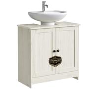 SONGMICS Home Meuble sous Lavabo, Snapsemble Montage Super Rapide | Meuble de Rangement avec Étagère Réglable, pour Lavabos avec ou sans Colonne, Blanc Rustique, Collection HOPU BBC223WJ01