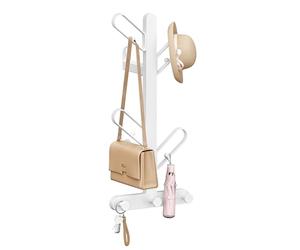 SONGMICS HOME Porte Manteau Mural, Portant à Vêtements en Forme de Branche, avec 7 Crochets, des Butées Rondes, pour Chapeaux, Sacs, Blanc Perle RCR035W01