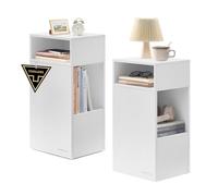 SONGMICS Home Table de Chevet Lot de 2, Assemblage Ultra-Rapide sans Outils Toolless, Table de Nuit Fine avec Tiroir pour Petit Espace Chambre Salon, 30 x 25 x 59,4 cm, Blanc Neige LET912WE01