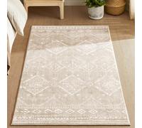 SONGMICS HOME Tapis Décoratif, Tapis de Chambre 80 x 150 cm, Antidérapant, pour Salon, Lavable en Machine, Style Bohème, Beige Cappuccino TAR026K01V1