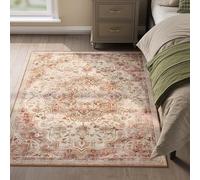 SONGMICS Home Tapis pour Chambre 120 x 170 cm, Tapis Antidérapant, Style Vintage Traditionnel, Décoration pour Salon, Cuisine, Entrée, Salle à Manger, Lavable en Machine, Beige Cappuccino TAR032K01
