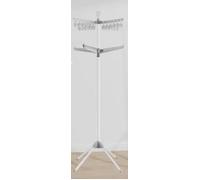 SONGMICS LLR512G01 Étendoir à linge avec 3 bras rotatifs pour cintres, 4 pieds, en acier inoxydable, pour vêtements et chaussettes, 183 cm de haut, gris et blanc