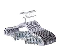 SONGMICS Lot de 12 Cintres Pantalon, en Plastique avec Pinces à Linge, Pivotant à 360°, Antidérapant, Mince, Peu Encombrant, pour Pantalon, vêtement, Serviette, Gris CRP01G-12