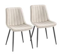 SONGMICS Lot de 4 Chaise Salle à Manger, Chaise Cuisine, Supportant Jusqu’à 120 kg, Pied en Acier, Dossier Ergonomique, pour Salle à Manger, Cuisine, Beige Cappuccino et Noir d'encre LDC090LH01-2J