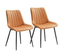 SONGMICS Lot de 4 Chaise Salle à Manger, Chaise Cuisine, Supportant Jusqu’à 120 kg, Pied en Acier, Dossier Ergonomique, pour Salle à Manger, Cuisine, Marron Caramel et Noir d'encre LDC090K14