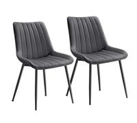SONGMICS Lot de 6 Chaise Salle à Manger, Chaise Cuisine, Supportant Jusqu’à 120 kg, Pied en Acier, Dossier Ergonomique, pour Salle à Manger, Cuisine, Gris et Noir d’Encre LDC090G56