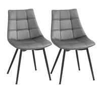 SONGMICS Lot de 2 Chaises de Salle à Manger, Siège Moderne, rembourrées, avec Pieds en métal, Surface en Velours Lisse, Gris LDC84GY