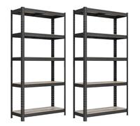 SONGMICS Lot de 2, Étagère de Rangement à 5 Niveaux, 30 x 75 x 150 cm, Capacité 650 kg, Planches Réglables, Style Industriel, pour Cuisine, Salon, Grège et Noir GLR030B12