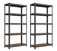 SONGMICS Lot de 2, Étagère de Rangement à 5 Niveaux, 30 x 75 x 150 cm, Capacité 650 kg, Planches Réglables, Style Industriel, pour Cuisine, Salon, Marron Rustique et Noir GLR030B02