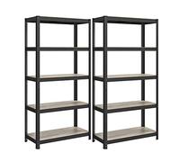 SONGMICS Lot de 2, Étagère de Rangement à 5 Niveaux, 40 x 90 x 180 cm, Capacité 875 kg, Planches Réglables, Style Industriel, pour Cuisine, Salon, Grège et Noir GLR040B22