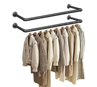 SONGMICS Lot de 2 porte-manteaux muraux, style industriel, peu encombrant, 92 x 30 x 7,5 cm, montage facile, espace étroit, noir HSR67BK02
