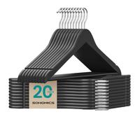 SONGMICS Lot de 20 cintres en bois de bouleau massif pour vestes, chemises, manteaux, crochets pivotants à 360°, noir encre UCRW040B01