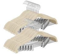 SONGMICS Lot de 20 cintres en Velours de 42 cm de Long avec Clips réglables, Robustes, antidérapants, Peu encombrants pour Pantalons, Jupes, Manteaux, Robes, débardeurs, Beige Sable UCRF012K20