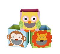 SONGMICS Lot de 3 Boîtes de Rangement, Cubes Pliables, 27 x 27 x 27 cm | Organisateurs Jouets, pour Salon, Chambre Enfant, Salle de Jeux, Motifs Animaux, Multicolore, Collection TEZA RFB01KU