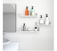 SONGMICS Lot de 3 Etagères murales flottantes, Panneau de MDF, pour Salle de bain, Chambre, Bureau, Blanche LWS40WT