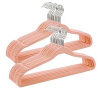 SONGMICS Lot de 30 Cintres Velours Adulte, Longueur 41,5 cm, Fins, Grande Capacité de Charge, avec Crochets Pivotants à 360°, pour Manteaux, Chemises, Rose et Argent CRF26PK