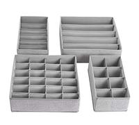 SONGMICS Lot de 4 Boîte de rangement pliable pour sous vêtements, Séparateur de tiroir, Organisateur de tiroir, pour culottes, soutiens-gorge, chaussettes, cravates, Gris clair RYUS04W