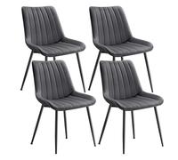 SONGMICS Lot de 6 Chaise Salle à Manger, Chaise Cuisine, Supportant Jusqu’à 120 kg, Pied en Acier, Dossier Ergonomique, pour Salle à Manger, Cuisine, Gris et Noir d’Encre LDC090G56
