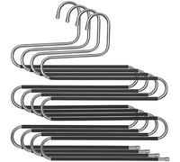 SONGMICS Lot de 4 Cintres Magiques, Porte-Pantalons en INOX à 5 Niveaux | Cintre Multiples, Organisateur Gain de Place pour Jeans, Serviettes, Cravates, Argent et Noir, Collection PATIYA CRI043BK