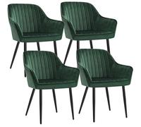 SONGMICS Lot de 4, Fauteuil de salle à manger, 62,5 x 60 x 85 cm, revêtement en velours, charge 110 kg, Vert LDC087C01