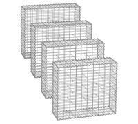 SONGMICS Lot de 4, Gabions à Pierres, Cages métallique, Maille Fine 5 x 10 cm, Acier galvanisé antirouille, 100 x 90 x 30 cm, cloison Murale, décoration Jardin GGB493V1