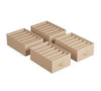 SONGMICS Lot de 6, Organisateur à 6 Compartiments, Boîtes de Rangement, Panier, 42 x 30 x 17 cm, pour Pantalons, Vêtements, Beige Sable RUS009K02