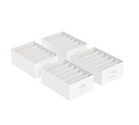 SONGMICS Lot de 4, Organisateur à 6 Compartiments, Boîtes de Rangement, Panier, 42 x 30 x 17 cm, pour Pantalons, Vêtements, Blanc Nuage RUS009W04