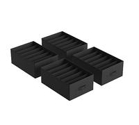 SONGMICS Lot de 4, Organisateur à 6 Compartiments, Boîtes de Rangement, Panier, 42 x 30 x 17 cm, pour Pantalons, Vêtements, Noir d'Encre RUS009B04
