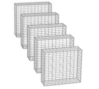 SONGMICS Lot de 5 Gabion pour Pierre 100 x 90 x 30 cm Panier à Pierre Maille 5 x 10 cm Argent