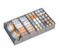 SONGMICS Lot de 5 Organiseurs de Tiroirs à Sous-vêtements, pour Commodes IKEA HEMNES, avec Séparateurs, Pliables, 83 x 41 x 10 cm, pour Chaussettes, Cravates, Gris Tourterelle RUS020GD01