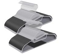 SONGMICS Lot de 50, Cintre en Plastique, Ouverture en Forme de U, Antiglisse, Résistants, Épaisseur 0,5 cm, Longueur 41,5 cm, Gain de Place, Crochet Pivotant 360°, Gris Clair et Gris Foncé CRP41G-50