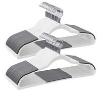 SONGMICS Lot de 50 cintres en Plastique, antidérapants, Peu encombrants | 0,5 cm d'épaisseur, 45 cm de large, crochet pivotant à 360°, blanc et gris foncé, collection BREANNA UCRP050W50