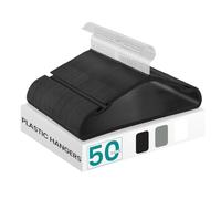 SONGMICS Lot de 50 cintres en Plastique Robuste avec Larges encoches d'épaule, Barre pour Pantalon, Crochet pivotant à 360°, Gain de Place, 41,4 cm, pour Placard, Noir Encre UCRP060B01