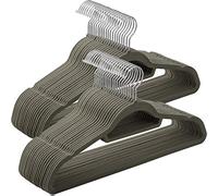 SONGMICS Lot de 50 cintres en velours, ABC plus flocage, Gris, 50 pièces | Breanna CRF50V Cintre, 43,5 cm de long, 0,6 cm d'épaisseur, petite barre pour cravates, crochet rotatif à 360°