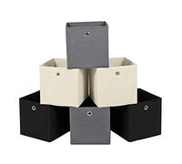 SONGMICS Lot de 6 Boîtes de Rangement, Cubes de Rangement Pliables en Tissu non Tissé, Coffret de Rangement pour Jouets, 2 Gris, 2 Noirs, 2 Beiges RFB06GHM