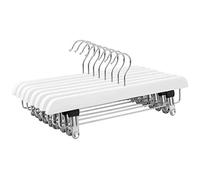 SONGMICS Lot de 8 Cintres-Pinces, pour Pantalons et Jupes, 35,5 cm | Avec crochet pivotant et pinces réglables, Blanc, Collection CASON, CRW008WT-8
