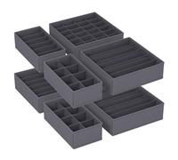 SONGMICS Lot de 8 Séparateurs de Tiroirs, Organiseur de Sous-vêtements Pliables, pour Soutiens-gorge, Culottes, Chaussettes et Cravates, Boîtes de Rangement en Tissu pour Armoires, Gris RUS08GY