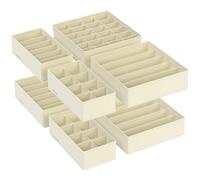 SONGMICS Lot de 8 Séparateurs de Tiroirs, Organiseur de Sous-vêtements Pliables, pour Soutiens-gorge, Culottes, Chaussettes et Cravates, Boîtes de Rangement en Tissu pour Armoires, Beige RUS008M01