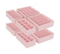 SONGMICS Lot de 8 Séparateurs de Tiroirs, Organiseur de Sous-vêtements Pliables, pour Soutiens-gorge, Culottes, Chaussettes et Cravates, Boîtes de Rangement en Tissu pour Armoires, Rose RUS008P01