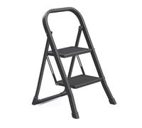 SONGMICS Marchepied 2 Marches Pliable, Escabeau, Charge 150 kg | Verrou de Sécurité, Facile à Ranger, Noir, Collection BRODY GSL012BZ01