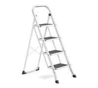 SONGMICS Marchepied 4 Marches Pliable, Escabeau, Charge 150 kg | Verrou de Sécurité, Facile à Ranger, Blanc, Collection BRODY GSL004WZ01