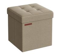 SONGMICS Mazie Collection - Storage Ottoman Cube, 38 cm Folding Foot Rest Stool, Small Ottoman with Storage, Easy Assembly, for Living Room, Bedroom, Dorm, Camel Brown LSF027K01