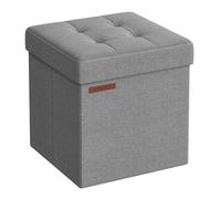 SONGMICS Mazie Collection - Tabouret de Rangement, Repose-Pieds Pliable de 38 cm, Petit Pouf, Montage Facile, pour Salon, Chambre, Entrée, Gris Clair LSF027G12