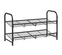 SONGMICS Meuble à Chaussures à 2 Niveaux, Empilable, 8 Paires, en Métal | Étagère Rangement, 68,5 x 27,5 x 37 cm, pour Talons Hauts, Baskets, Pantoufles, Entrée, Noir, Collection DAVIAN LMR065B01