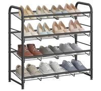 SONGMICS Meuble à Chaussures à 4 Niveaux, Étagère Rangement Empilable, jusqu'à 16 Paires, en Métal, 68,5 x 27,5 x 65 cm, pour Talons Hauts, Baskets, Pantoufles, dans Entrée, Noir LMR067B01