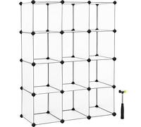 SONGMICS Meuble de Rangement, 12 Compartiments, Bibliothèque, Étagère, Cubes en Plastique à Emboîtement, Facile à Assembler, pour Salon, Chambre, Placard, Bureau, Maillet en Caoutchouc, Blanc LPC34L