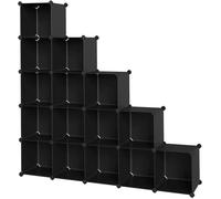 SONGMICS Meuble de Rangement à 16 Casiers Organiseur DIY Étagère en Plastique PP Séparateur de Placard Chaussures Noir LPC44BK
