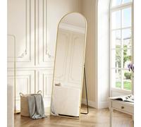 SONGMICS Miroir Intégral, 150 x 40 cm, Miroir Arqué sur Pied, à Poser au Sol, Cadre en Alliage d’Aluminium, Verre Trempé, pour Chambre, Salon, Dressing, Doré Clair LFM035AB01
