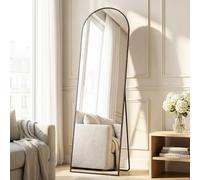 SONGMICS Miroir Intégral, 150 x 40 cm, Miroir Arqué sur Pied, à Poser au Sol, Cadre en Alliage d’Aluminium, Verre Trempé, pour Chambre, Salon, Dressing, Noir d'encre LFM035B01