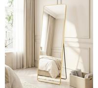 SONGMICS Miroir Intégral, 150 x 40 cm, Miroir Rectangulaire sur Pied, à Poser au Sol, Cadre en Alliage d’Aluminium, Verre Trempé, pour Chambre, Salon, Dressing, Doré Clair LFM034AB01
